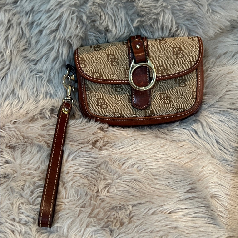 Dooney & Bourke Tan and Brown Wristlet